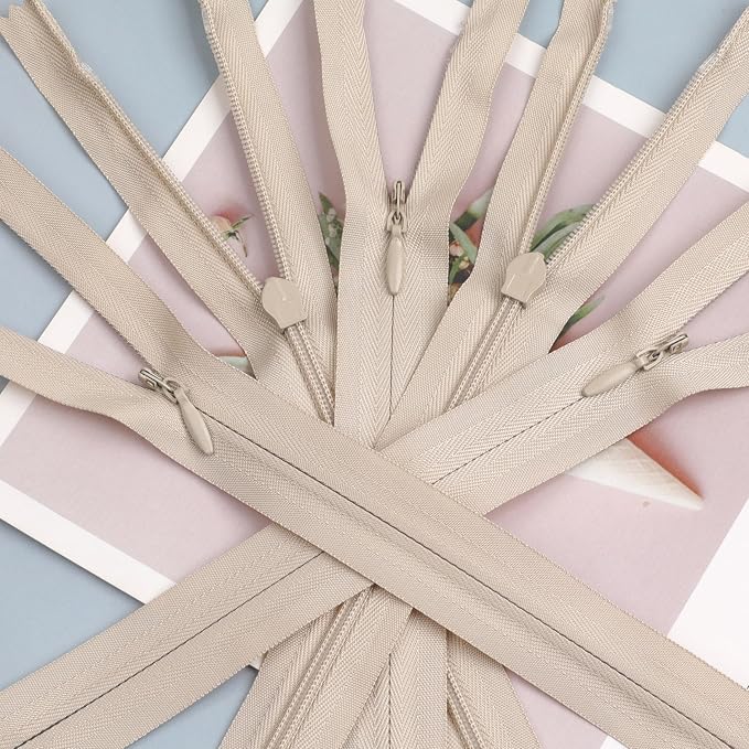 YAKA 20pcs Beige Nylon Invisible Zippers Tailor Sewing Tools Garment - Image 5
