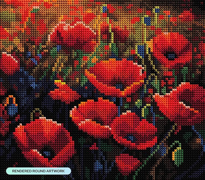 DIAMOND ART CLUB Poppy Field Diamond Painting Kit, Fun DIY Crafts - Image 2