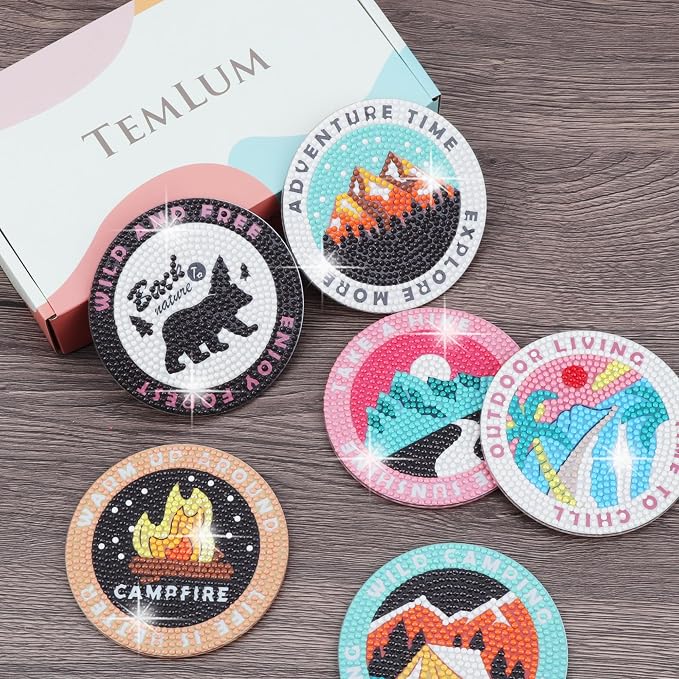 Temlum 6 Pcs Diamond Painting Coasters - Image 7