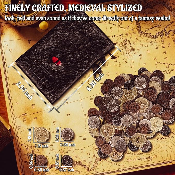 CZYY Metal Game Coins Set, 60 Fantasy Currency Tokens - Image 4