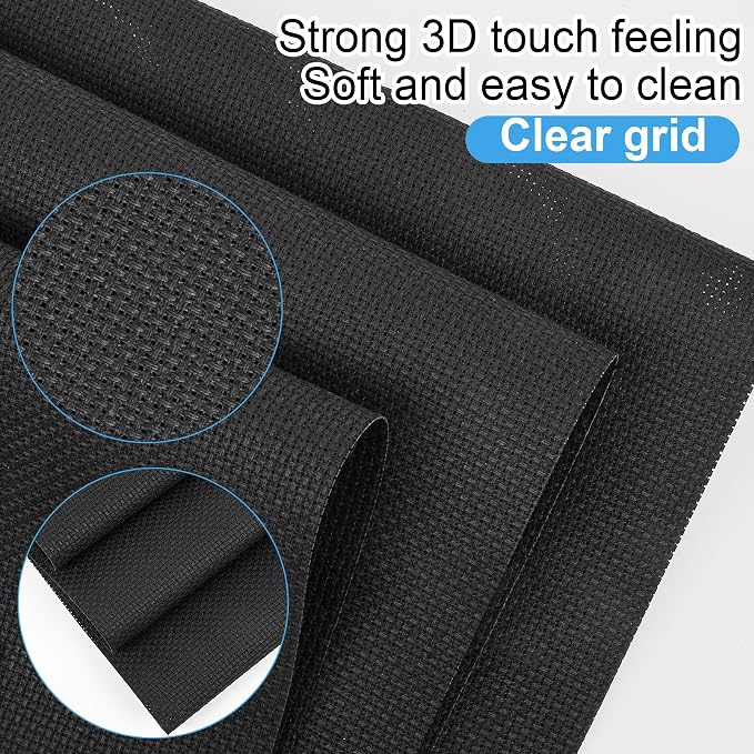 MYFAMIREA 16PCS Cross Stitch Fabric, 4 Sizes Black Aida Cloth 14 Count Craft - Image 3