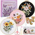 Uniartfy 3 Sets Embroidery Kit for Adults, Flower Pattern Embroidery Practice by Uniartfy