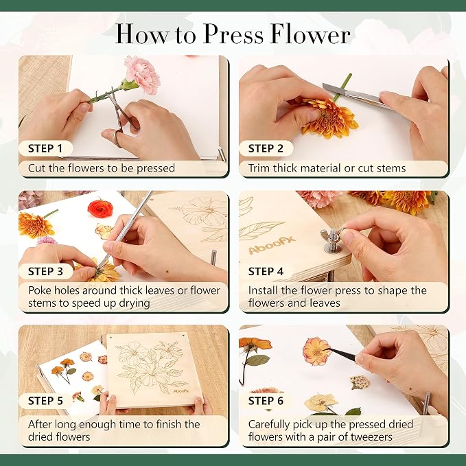 Aboofx Flower Press Kit, Craft Kits 11"x11" 10 Layers Wooden Flower Pressing Kit - Image 8