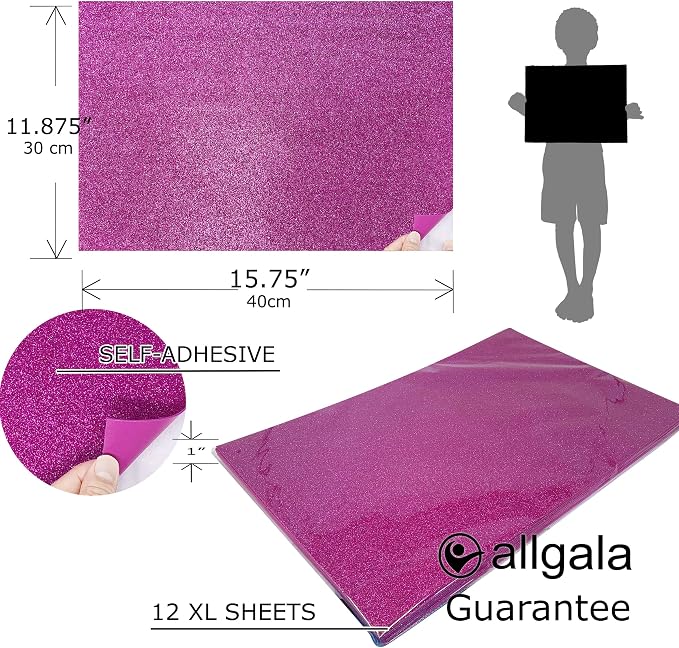 Allgala X-Large Self-Adhesive Glitter EVA Foam Sheets 12 Pack 12x16 inch - Image 2