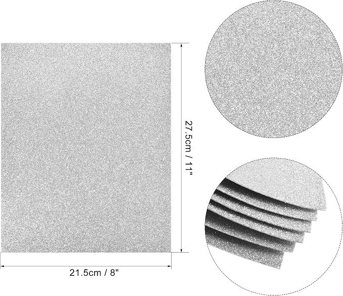 uxcell Silver Tone Shiny EVA Foam Sheets 11 x 8 Inch 2mm Thick - Image 2
