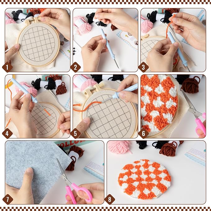 WATINC Checkerboard Punch Needle Coaster Kit - Image 3