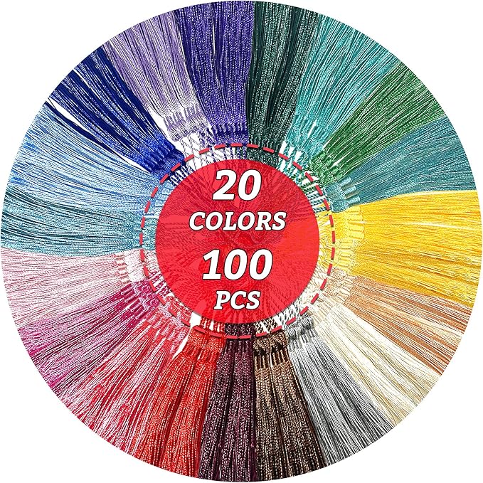 100 Pcs 13cm/5 Inch Silky Handmade Soft Craft Mini Tassels - Image 3