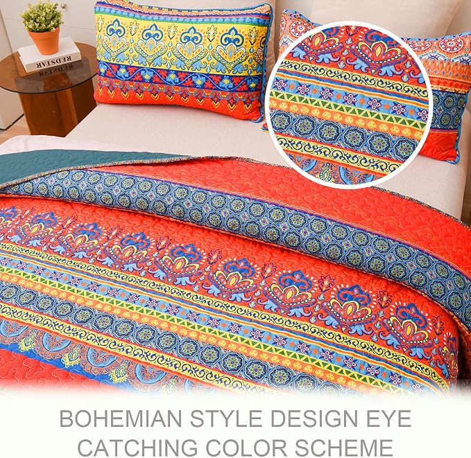 Exclusivo Mezcla Reversible Boho Quilts King Size - Image 3