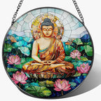 8-Inch Buddha Stained Glass Suncatcher & Ornament, Stained Glass Window Hanging by Unknown