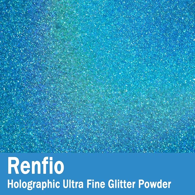 Renfio Holographic Ultra Fine Glitter Powder Metallic Resin Glitter 2.11 Oz PET - Image 2