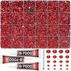 31000Pcs Red Rhinestones for Bedazzling, Siam Mix Sizes 2, 6mm Flatback Gems by Worthofbest