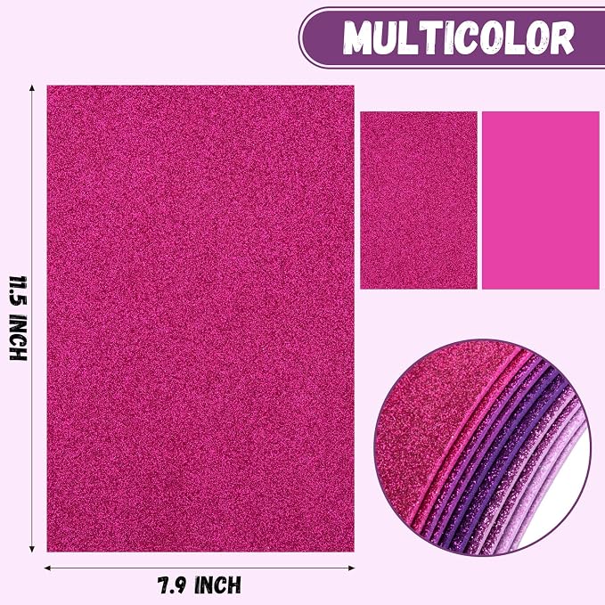 10 Pack Glitter Foam Sheets Craft 8 x 12 inch | 5 Colors Sparkles Foam Paper - Image 2