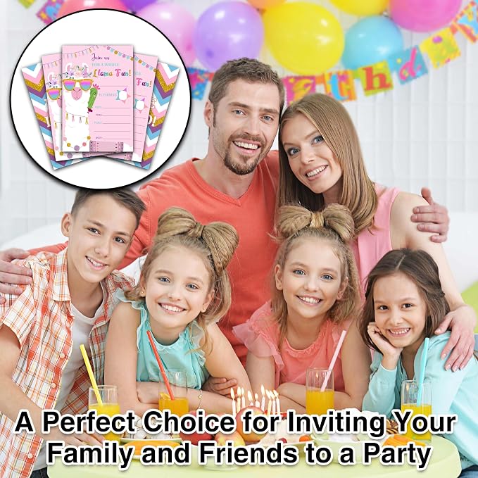 Llama Birthday Invitations, 25 Double-Sided A Whole Llama Fun Alpaca Party - Image 4