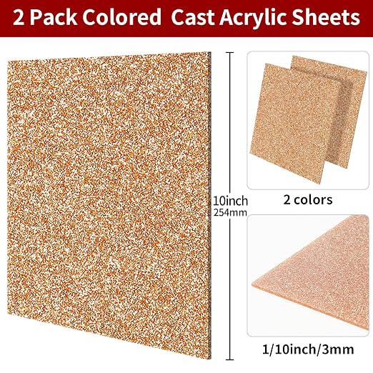 2 PCS 10 x 10 inch Glitter Colored Plexiglass Acrylic Sheets - Image 2