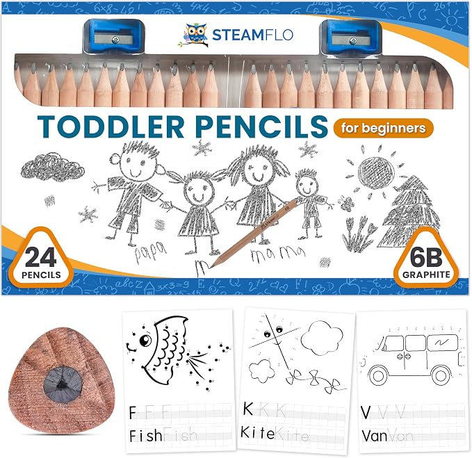 Learning Pencils for Toddlers 2-4 Years – Our Kids Pencils for Beginners by STEAMFLO