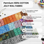 Craftido-20 Options-100% Cotton Jelly Roll Fabric Precut Strips - Image 6