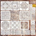 Mandala Stenils for Painting on Wood, Plastic Reusable Rangoli Stencils for DIY by Felixcraft-DIYDreamscape