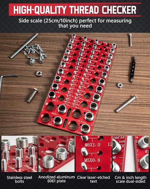56 Thread Checker, VEXTHYX 30 Standard and 26 Metric nut and Bolt Thread Gauge - Image 6