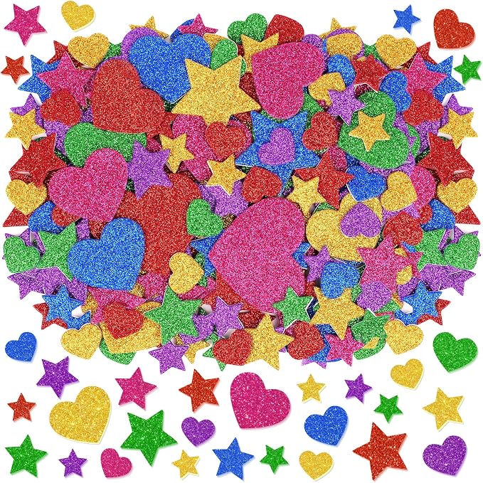 750Pcs Foam Stickers, Colorful Foam Shape Stickers Self Adhesive Star Heart by Huimdery