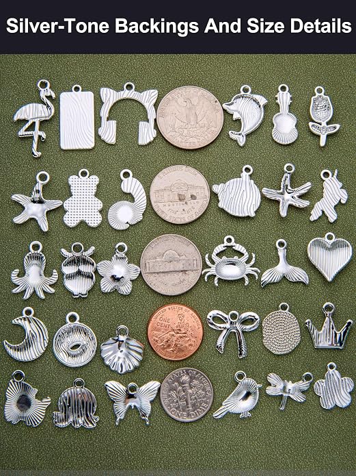 Silver-Tone Enamel Charms Set for DIY Jewelry Making - Image 3