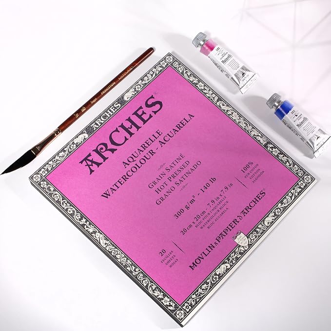Arches Watercolor Paper Block, Hot Press, 7.9" x 7.9", 140 pound - Image 2