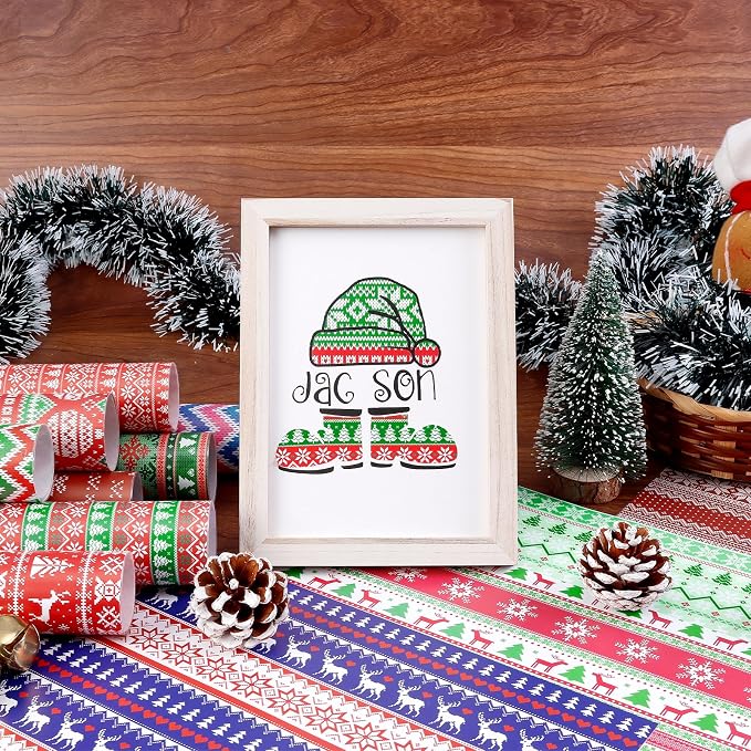Ugly Sweater Permanent Adhesive Vinyl 12 Sheets 12'' x 10'' | Red Green Trees - Image 7