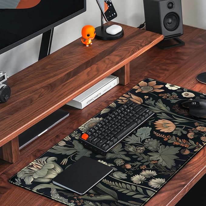 Aesthetic Vintage Dark Flower Plants Wildflowers Large Gaming Mousepad XXL - Image 5