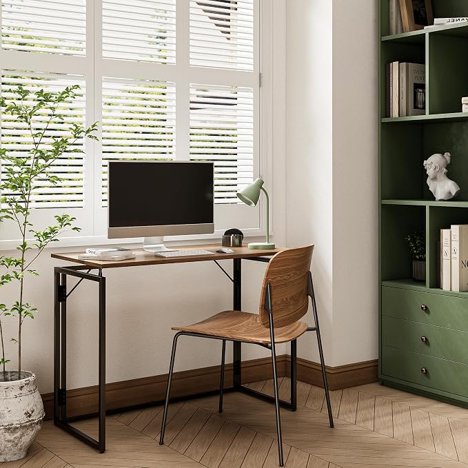 alawooder 39.4" Folding Desk: No Assembly, Wood Top - Image 5