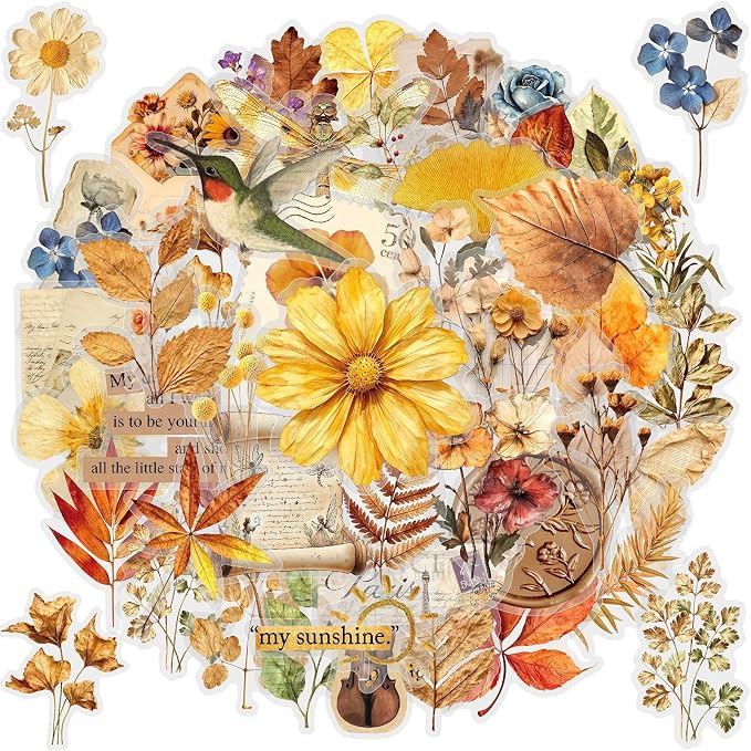 50PCS Transparent Flora Scrapbook Stickers, Flower-G | Vintage Aesthetic Flowers - Image 4