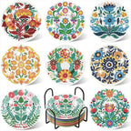 8PCS Flowers Diamond Art Coasters Kits, Diamond Painting Coasters by Gemozaic