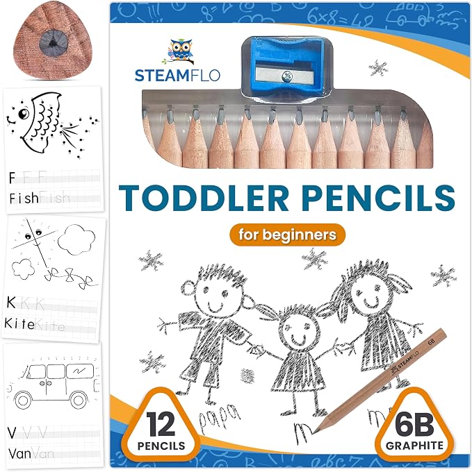 Learning Pencils for Toddlers 2-4 Years – Our Kids Pencils for Beginners by STEAMFLO