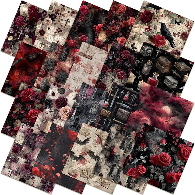 HunnmingRe 20 Pcs 10''x10'' Gothic Halloween Quilting Fabric Square Vintage by HunnmingRe