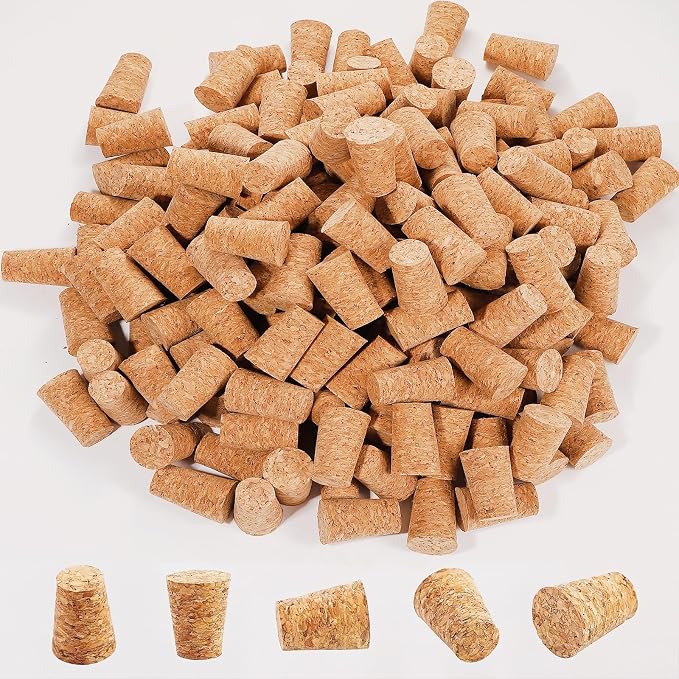 200 Pcs Natural Soft Wood Corks, Tapered Cork Wooden Beer Bottle Stopper by Unknown