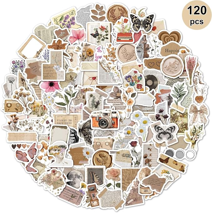 120Pcs Vintage Aesthetic Stickers - Image 8