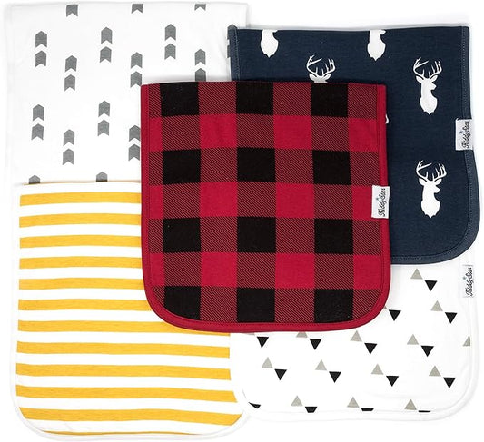 Premium 5-Pack Large Organic Cotton Burp Cloths – 3 Layers, Ultra Soft & Absorbent Burping Towel for Newborn Babies