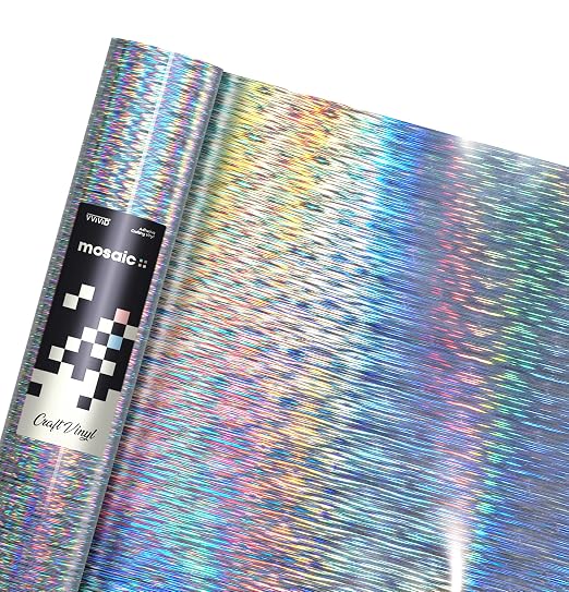 VViViD Mosaic+ Silver Brushed Holographic 1ft x 5ft Crafting Vinyl Crinkle-Free by VVIVIDVINYL