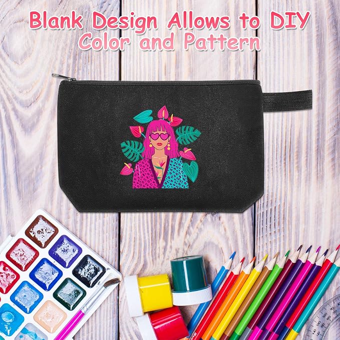 Weewooday 12 Pieces Blank Canvas Makeup Bags - Image 6