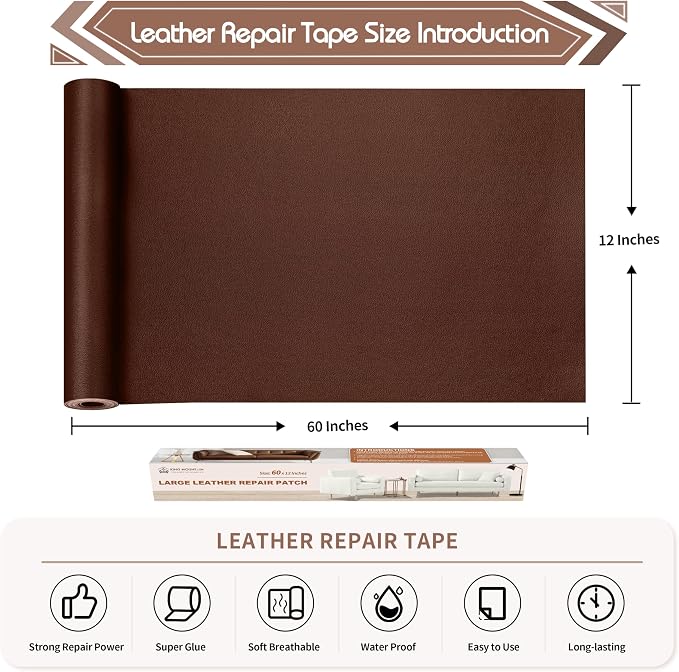 KING MOUNTAIN Leather Repair Patch, 12 x 60 Inches Self-Adhesive Repair Tape - Image 4
