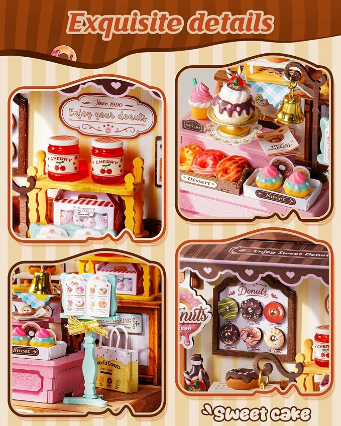 Rolife Miniature House Kits for Adults, Sweetie's Donut Shop Miniverse - Image 3