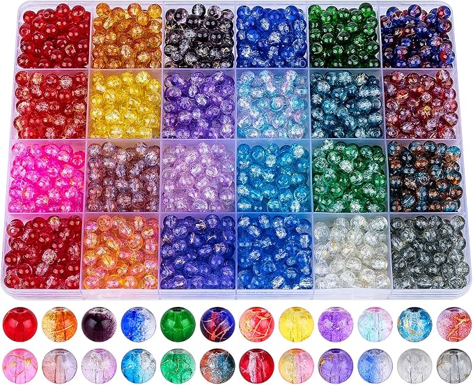 XSEINO About 1200+ PCS 6mm Golden Silk Style Glass Beads Bracelet Making Kit - Image 8