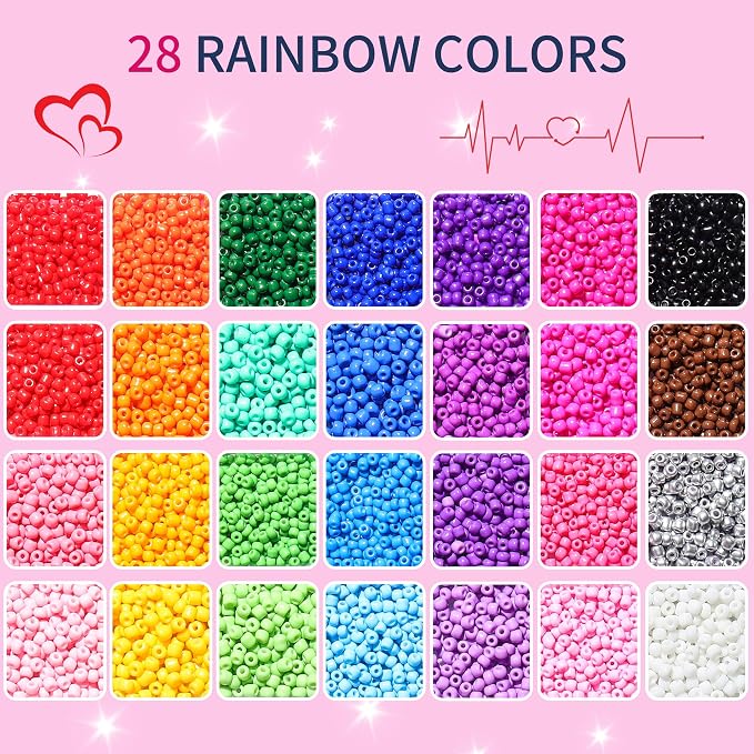 28 Colors 3mm Seed Beads, Craft and Bracelet Making - Image 3