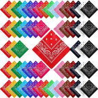 100 Pack Bandanas Unisex Paisley Bandanas Bulk Multi Purpose Cowboy Head Wrap by Handepo