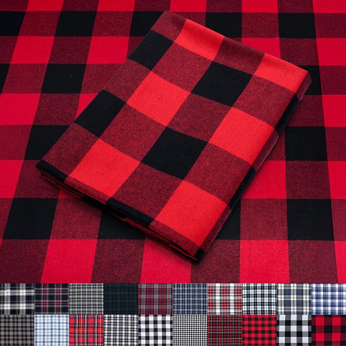 Pico Textiles 3 Yards Bolt Red and Black Buffalo Plaid Checkered Flannel Fabric by PicoTextiles