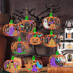 80PCS Wooden Halloween Decoration Pumpkins Ornaments to Paint Happy Halloween - Image 6