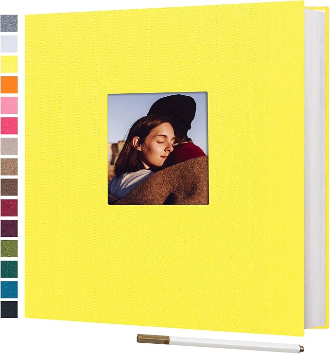 potricher Large Photo Album Self Adhesive 3x5 4x6 5x7 8x10 Pictures Linen Cover by potricher