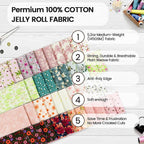 Craftido-20 Options-100% Cotton Jelly Roll Fabric Precut Strips - Image 6