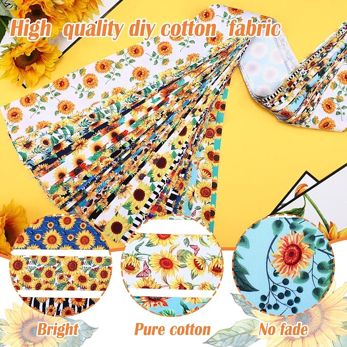 Kingdder 70 Pcs Sunflower Jelly Fabric Quilting Strips, 2.55 Inch Precut Cotton - Image 2