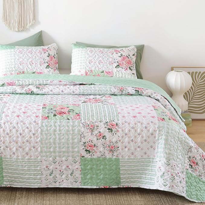 YIKUSH Quilt Sets Twin Size Floral Quilt Set 2 Pieces Bedding Set Bedspreads by YIKUSH