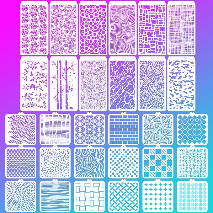 30 Pcs Abstract Layering Stencils by Unknown