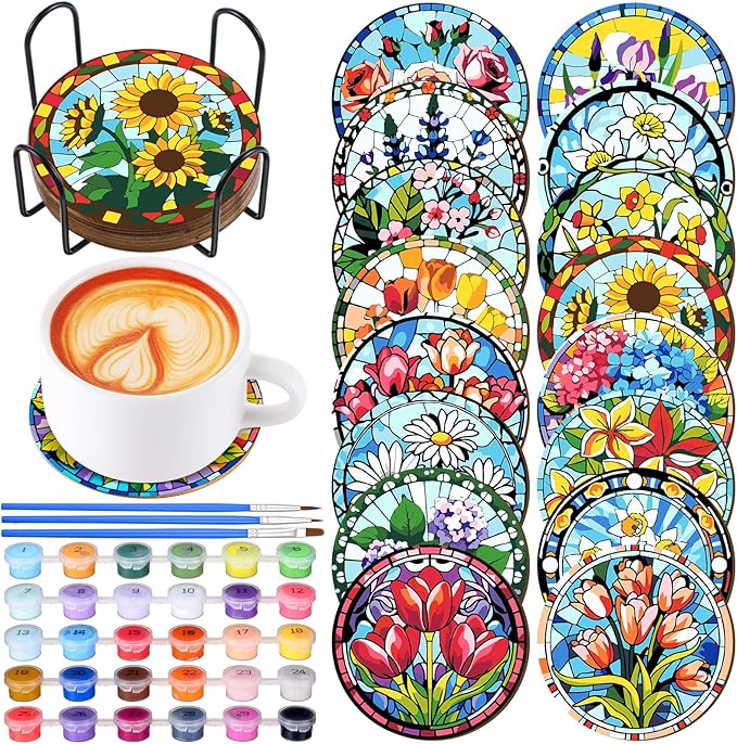 Reallnaive 16 Pcs Flower Paint by Numbers Kit by Unknown